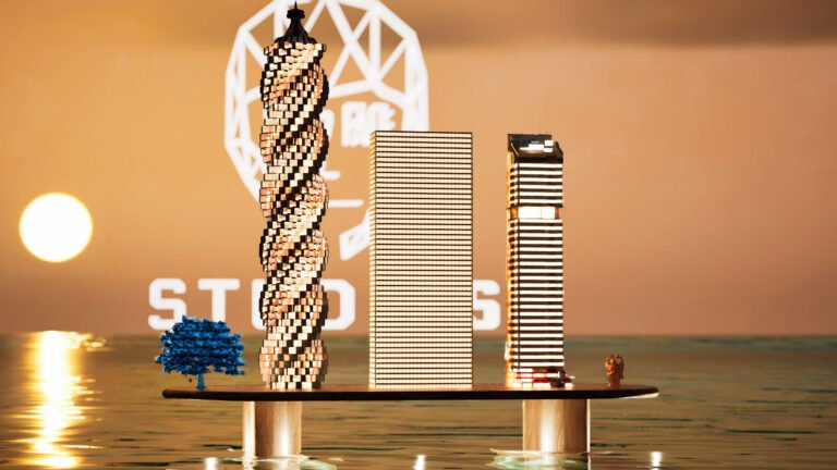 Buildings 3D Render sunset